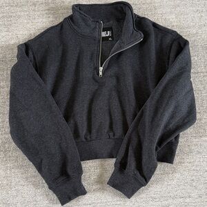 Katie J NYC Charcoal Half Zip Sweatshirt